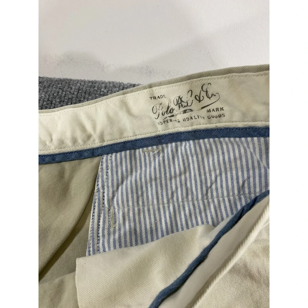 Polo Ralph Lauren Pants 42x32 Khaki Beige Relaxed Fit 100% Cotton Chino Casual M